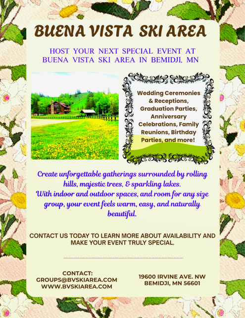 Host your next special event at Buena Vista Ski Area in Bemidji, MN.